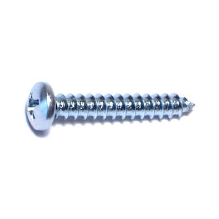 Midwest Fastener Sheet Metal Screw, #7 x 1 in, Zinc Plated Steel Pan Head Phillips Drive, 100 PK 03272
